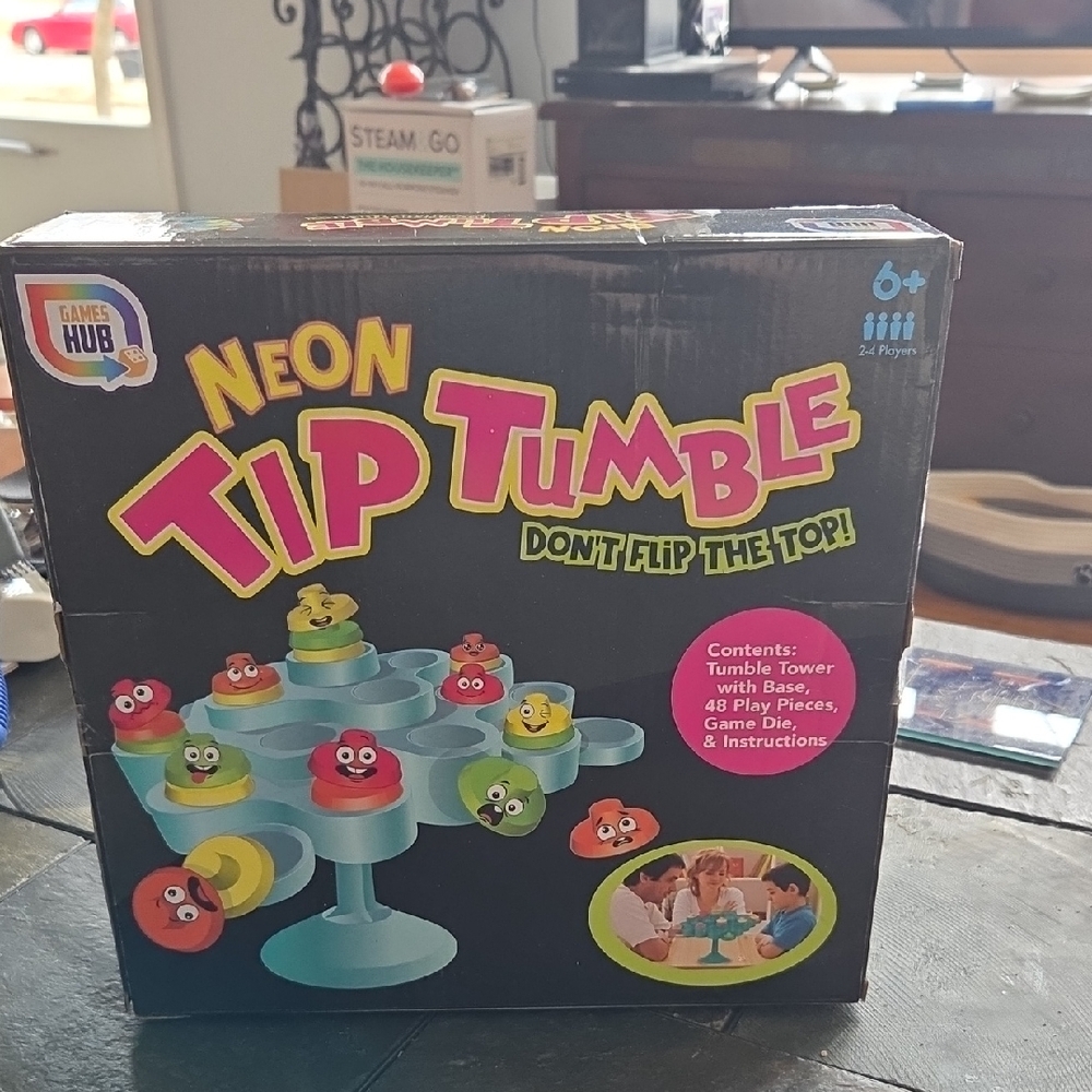 Neon Tip Tumble Kids Game - Neon Blue & Multicolor